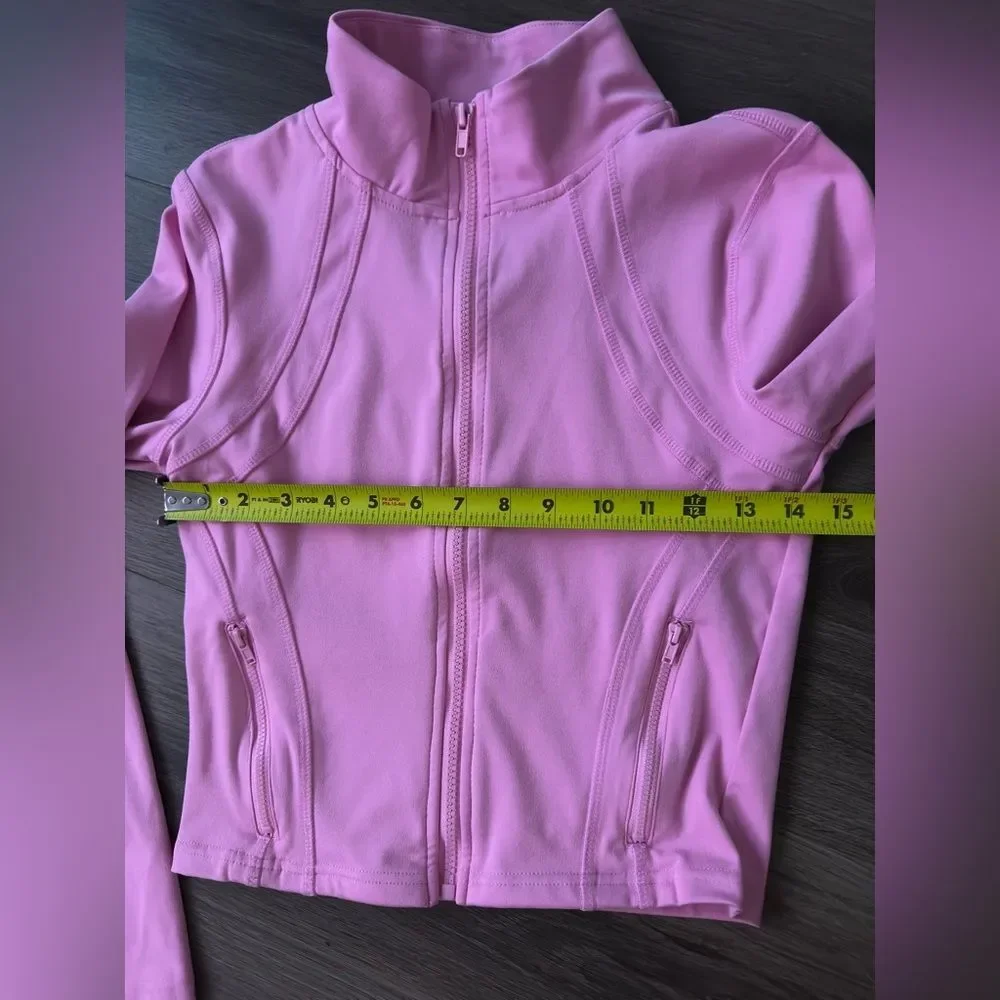Pink athletic wear set Fitted Active Yoga Lightweight Top Zip Up Workout Jacket